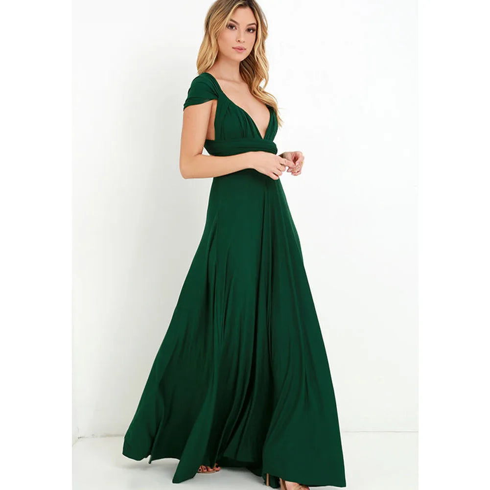 Robe de demoiselle d'honneur, robe longue vert olive de demoiselle d'honneur, robe convertible pour cortège nuptial, robe infinie multivoies, robe sur mesure