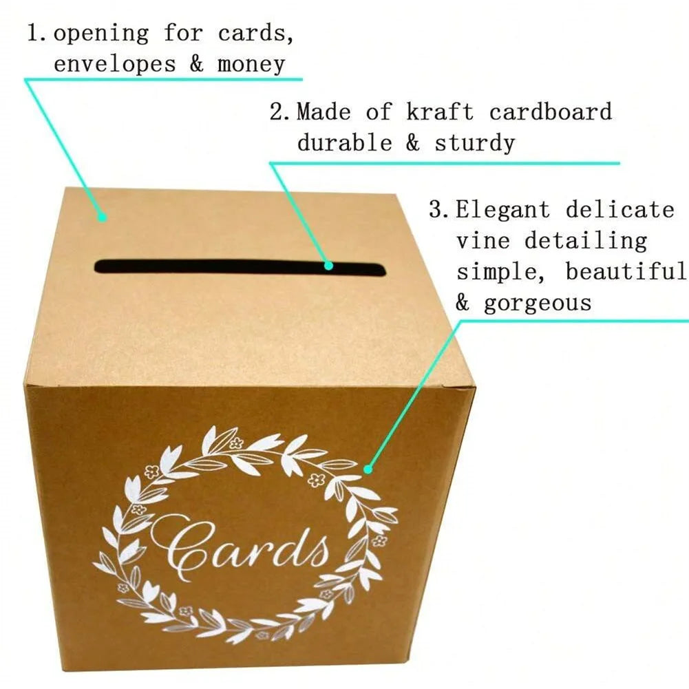 1PC Kraft Card Box Wedding Favors Box Cardboard Receiving Money Box Holder for Wedding Reception Birthday ﻿