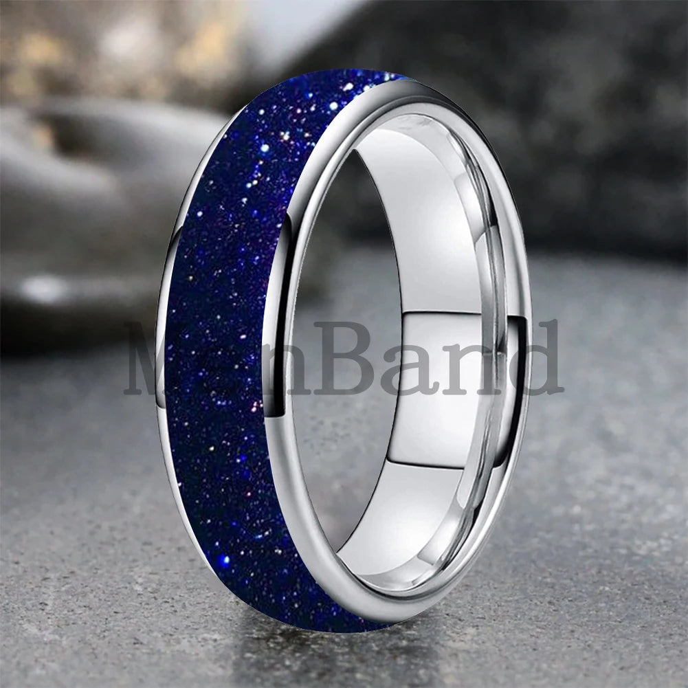 Bague de mariage pour homme 4/6/8mm - Bague en carbure de tungstène avec sable galactique concassé Espace cosmique Bague de mariage unisexe Bague de fiançailles Pour lui