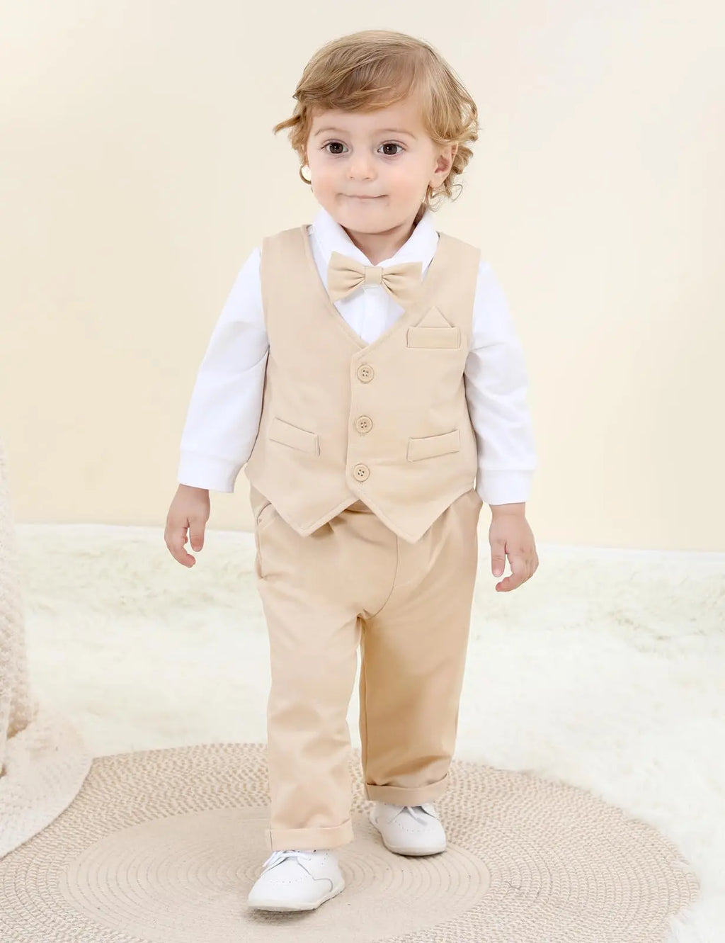 Ensemble Costume Bébé Garçon Tenue Formelle pour Mariage 1er Anniversaire Nouveaux-nés Barboteuse Gilet Pantalon Vêtements de Gentleman