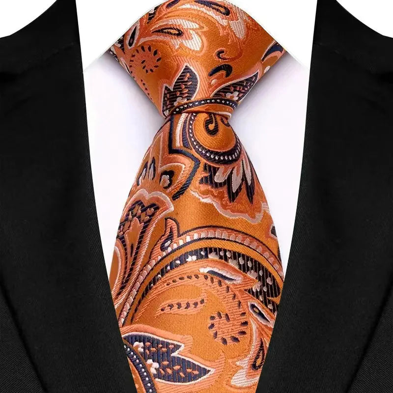 Cravate de luxe 8CM pour homme, motifs floraux et cachemire, tissée jacquard, accessoires pour occasions d'affaires et de mariage.