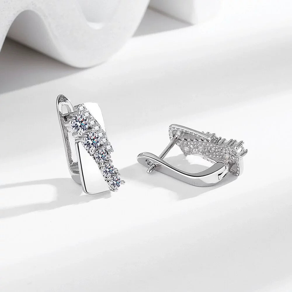 Boucles d'oreilles clous carrées AAAAA Zircon Tennis – Argent sterling 925