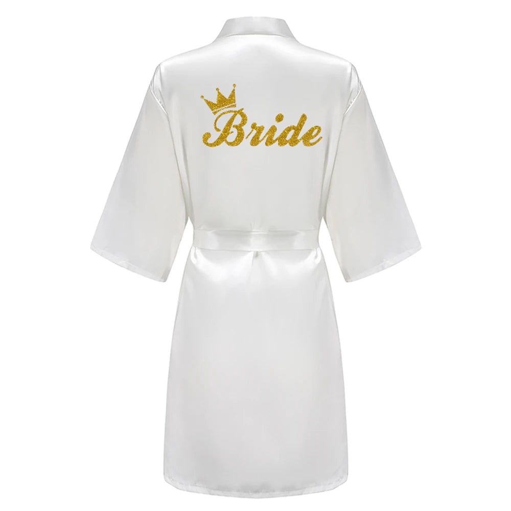 Peignoirs de mariée pour femmes, cadeaux de fête prénuptiale, robe de demoiselle d'honneur, nuisette en satin de soie, kimono sexy d'été, robe de chambre.