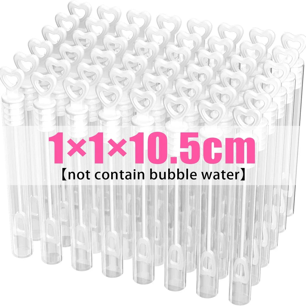 100/10 pièces Cœur d'amour Baguette Tube Vide Transparent Bouteilles de Savon à Bulles avec Poignée Cœur Cadeaux de Mariage pour Invités Décoration de Fête Jouets pour Enfants