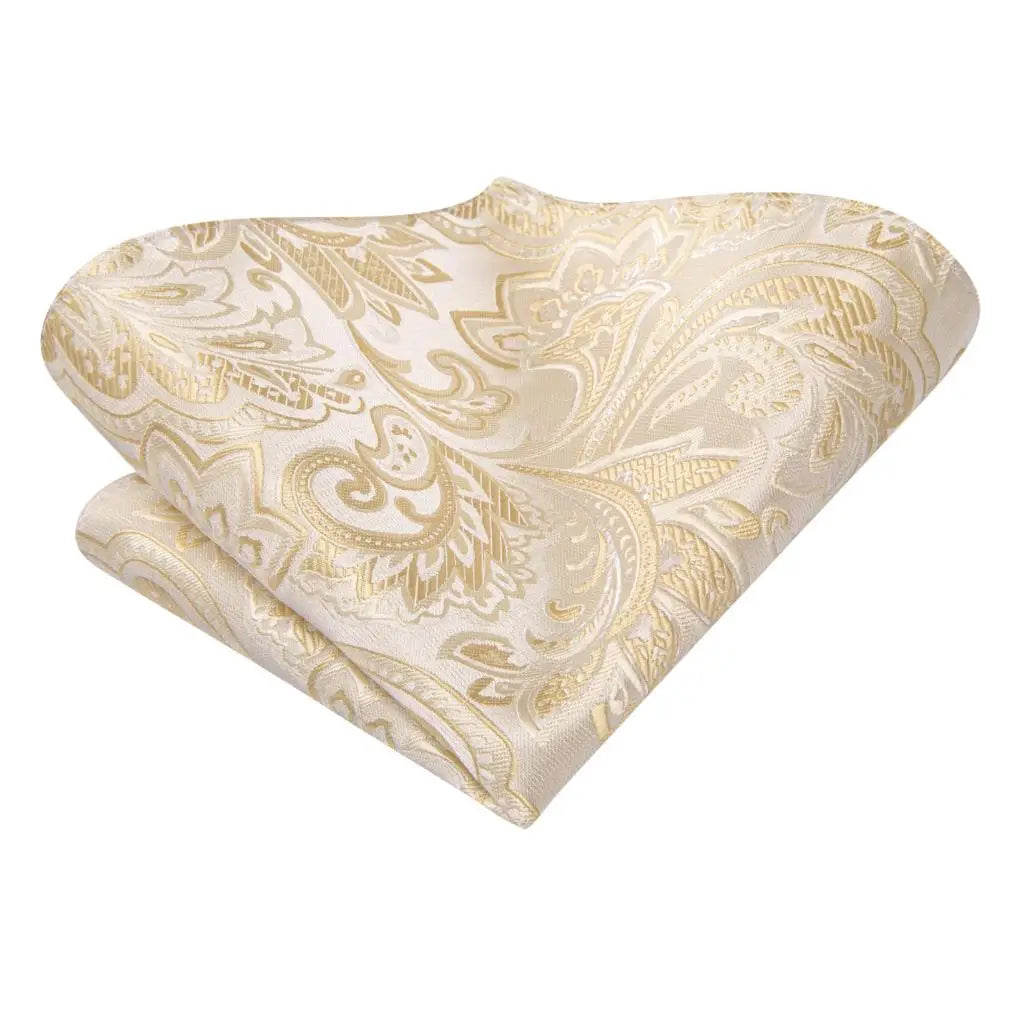 Silk Paisley & Floral Necktie Gift Set | Groom & Groomsmen Wedding Tie with Pocket Square & Cufflinks