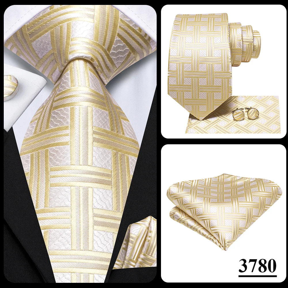 Silk Paisley & Floral Necktie Gift Set | Groom & Groomsmen Wedding Tie with Pocket Square & Cufflinks