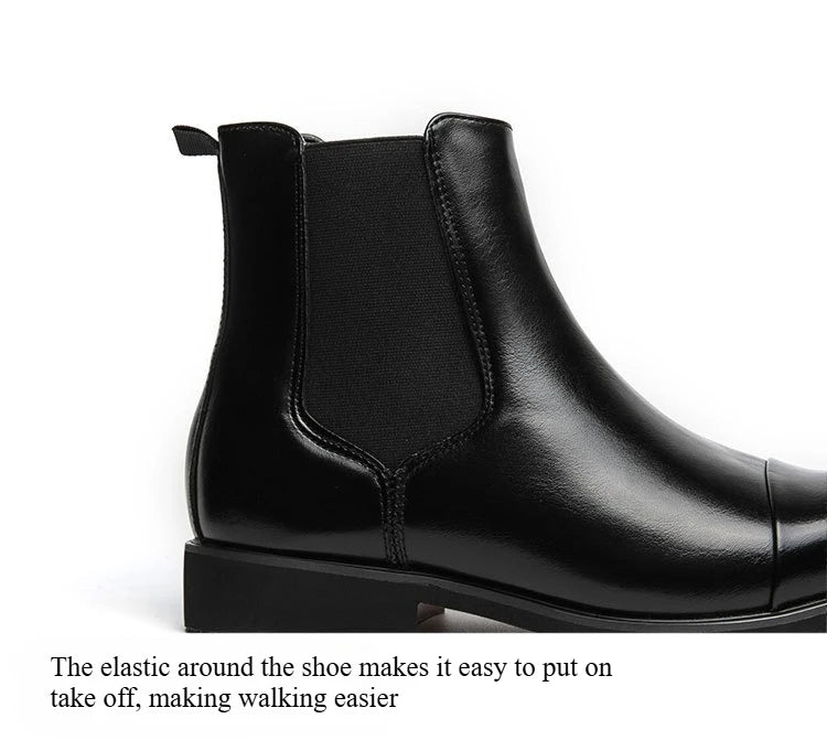 Bottes Cheville Homme Affaires Semelle Rouge Bout Pointu Bottines Habillées Britanniques Chaussures Hautes en Cuir Décontractées Chelsea Homme à Enfiler