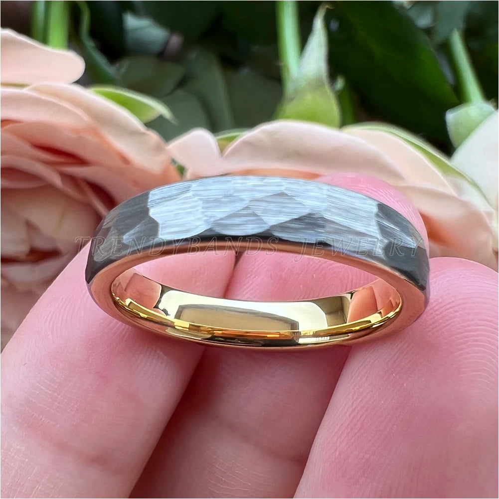 6mm 8mm Hammered Tungsten Carbide Wedding Band for Men Women Domed Brushed Finish Fashion Jewelry Comfort Fit
