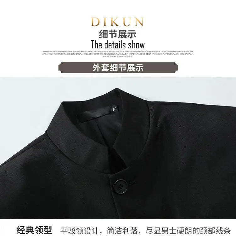 Costume homme pour hommes d'affaires jeunes et d'âge moyen, décontracté, à la mode et élégant, col montant simple, version coréenne de Zhongs