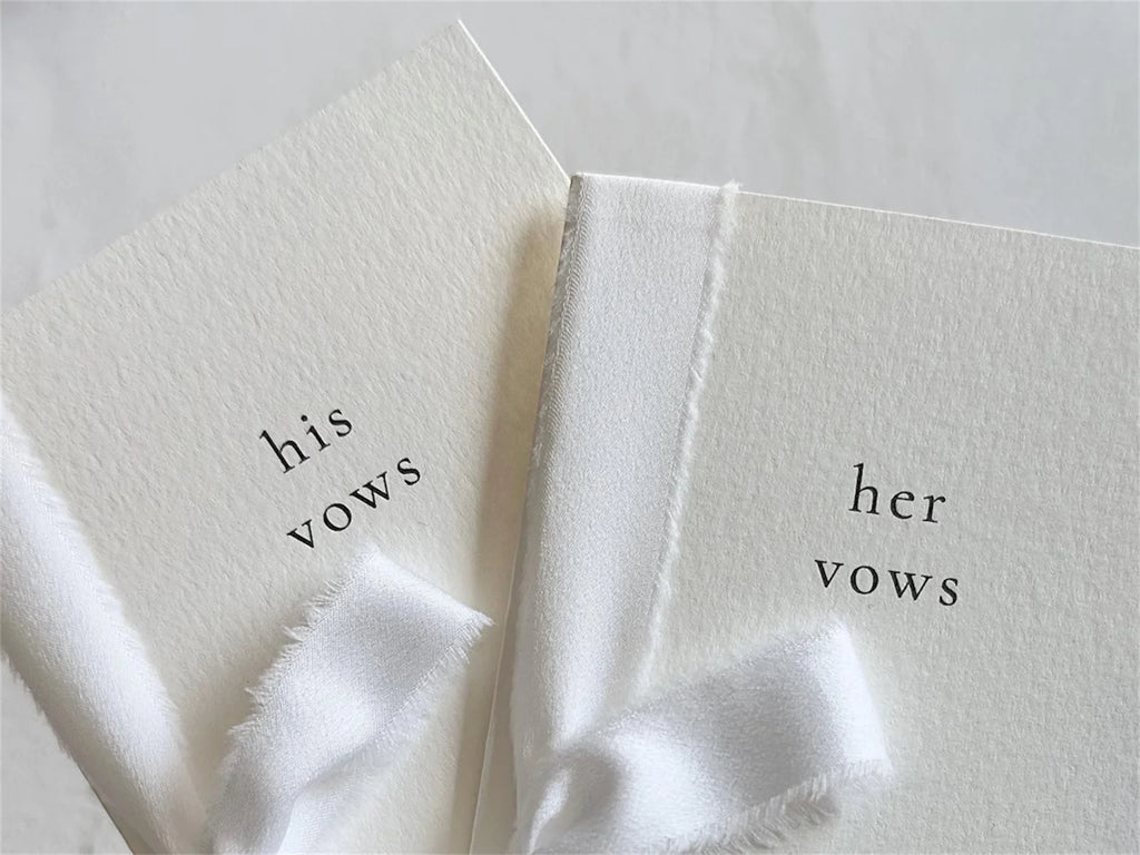 Vow Books, Livrets de vœux en papier fait main, Livrets de vœux de mariage minimalistes, Livrets de vœux imprimés au typographe, Livrets de vœux de mariage | Lot de 2