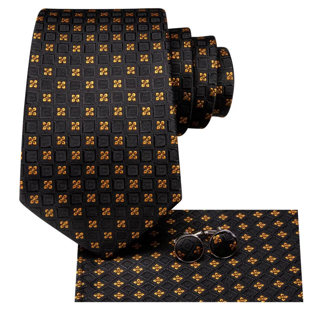 Silk Necktie Gift Set | Groom & Groomsmen Wedding Tie with Pocket Square & Cufflinks