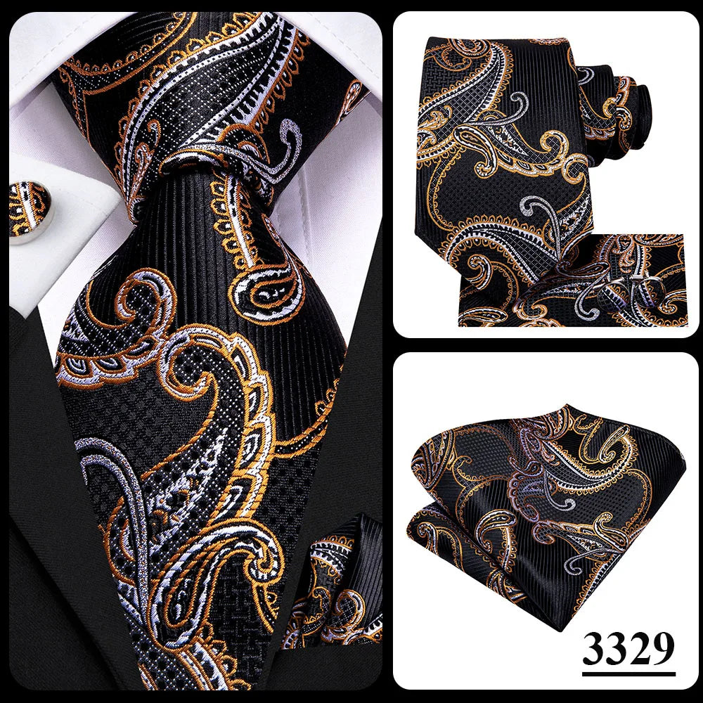 Silk Necktie Gift Set | Groom & Groomsmen Wedding Tie with Pocket Square & Cufflinks