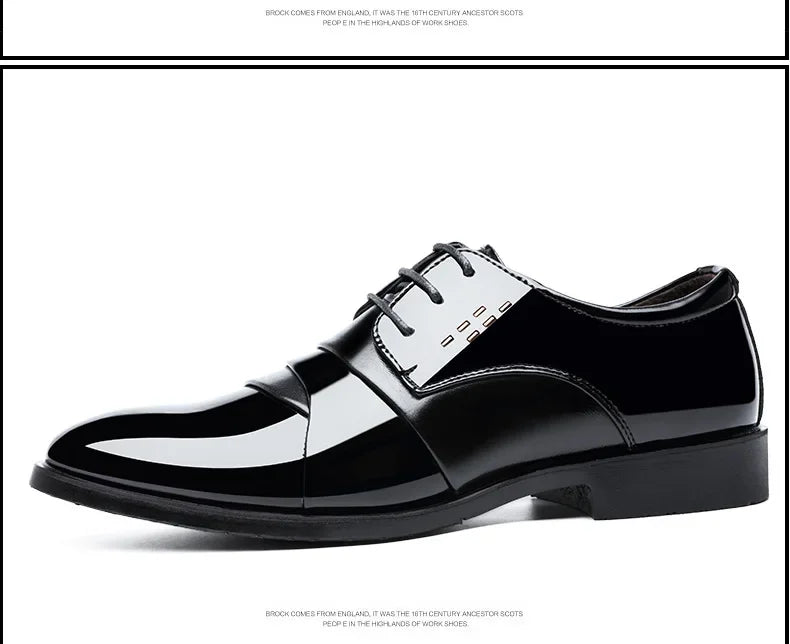Chaussures de ville pour hommes, luxe, en cuir verni, style Oxford, pour hommes, chaussures habillées en cuir de haute qualité