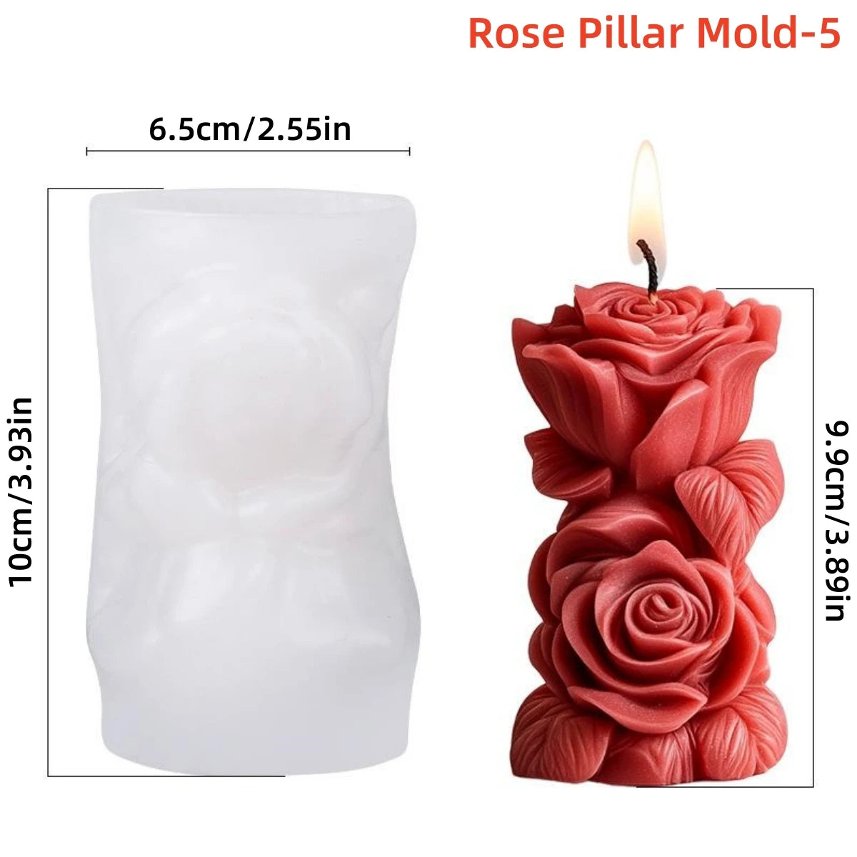 Moule en silicone pour bougie pilier rose 3D, colonne de fleurs géométriques, moule à plâtre pour bougie parfumée, ornement, cadeau fait à la main, décoration de mariage