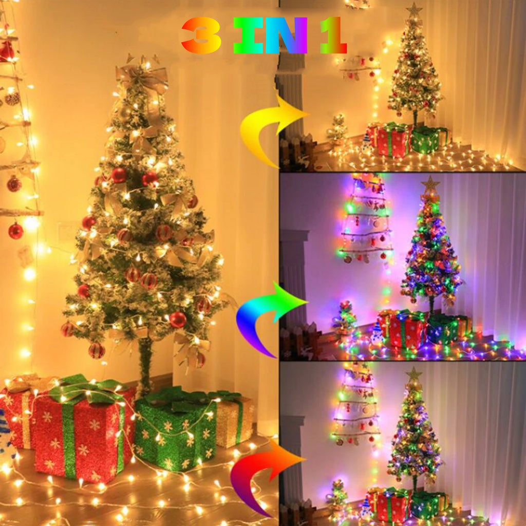 24V 100/800LED String Lights 8 Modes Waterproof Blue White Warm RGB LED Fairy Lights Courtyard Christmas Party Wedding Decor