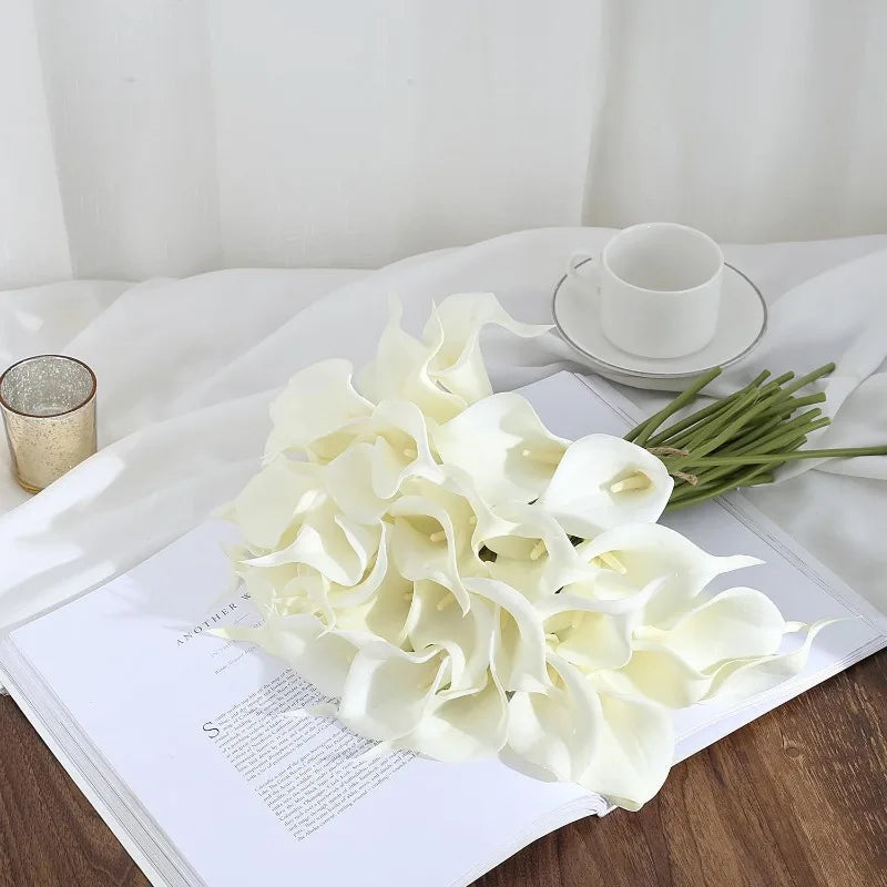 Bouquet de mariée artificiel de callas — 6 tiges, 40 cm