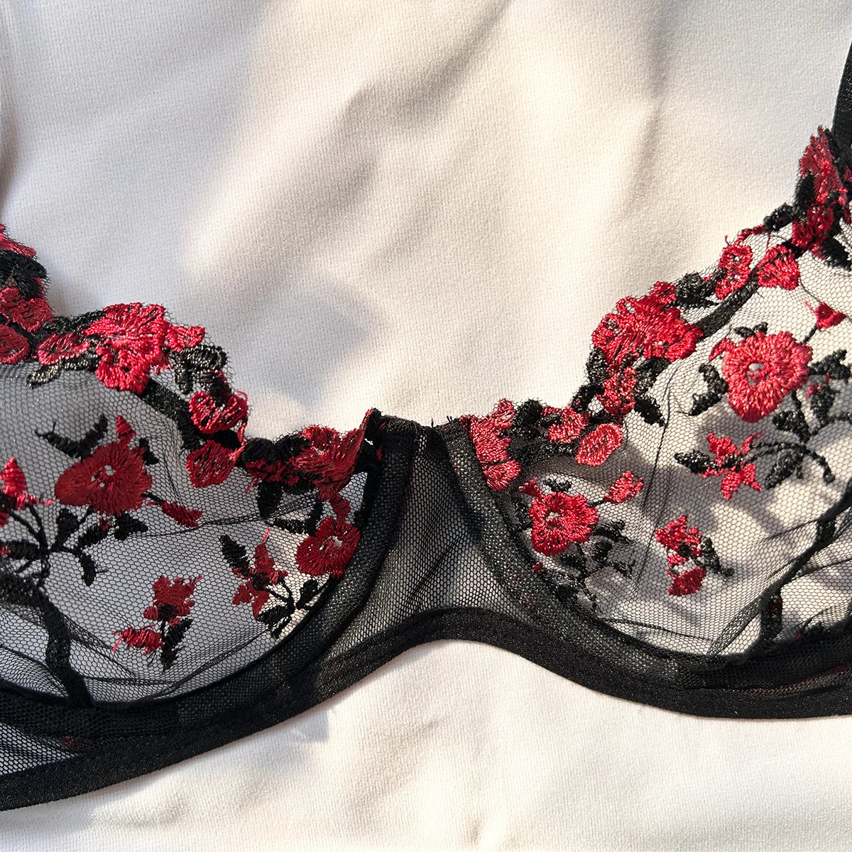 Ensemble de lingerie sexy fantaisie en dentelle érotique pour femme, 2 pièces, sous-vêtements transparents brodés, soutien-gorge et culotte érotiques magnifiques