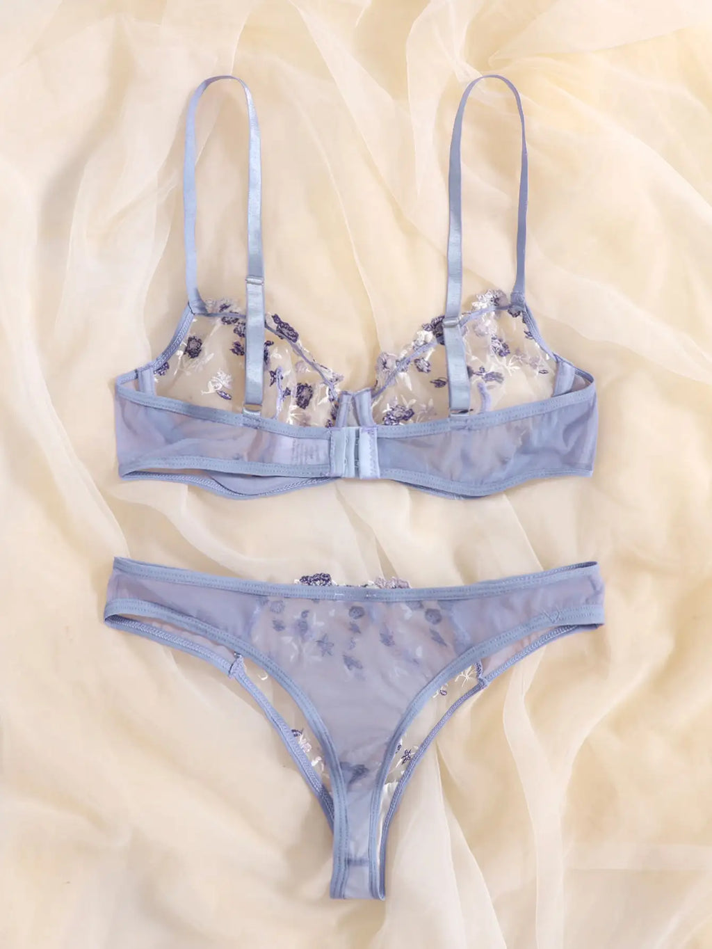 Lingerie Sexy Broderie Florale Sous-Vêtements Dentelle Transparente Court Kits de Soins de la Peau Ensemble Fée Délicate Femme 2 Pièces