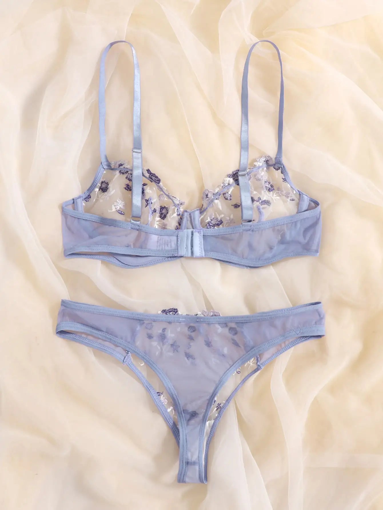 Lingerie Sexy Broderie Florale Sous-Vêtements Dentelle Transparente Court Kits de Soins de la Peau Ensemble Fée Délicate Femme 2 Pièces