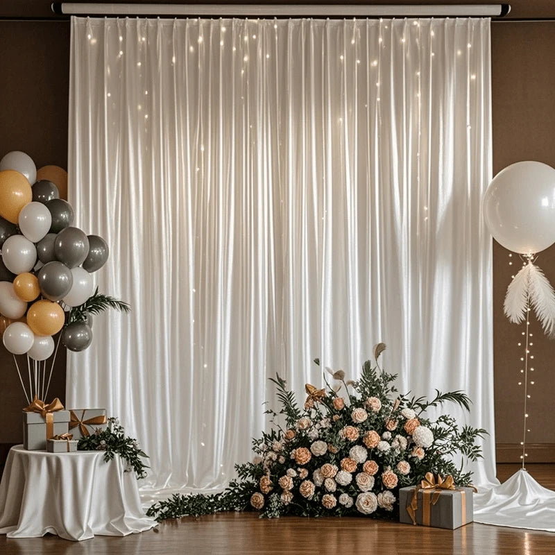 Satin Backdrop Christmas Curtains Wrinkle Free Silky Fabric Background Drapes for Baby Shower Birthday Party Prom Wedding Decor