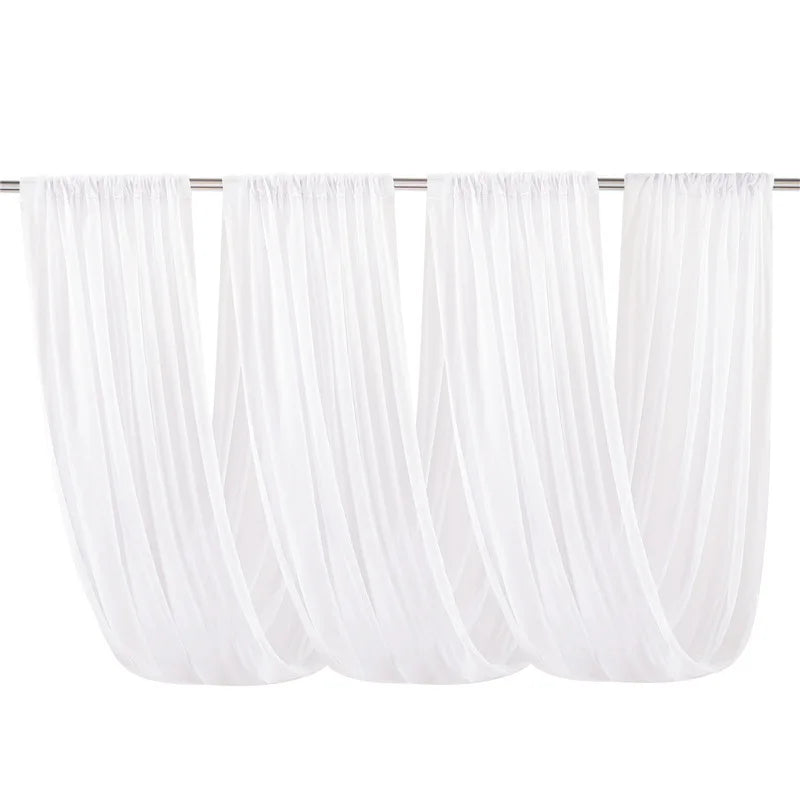 Décoration de plafond de mariage en arche avec rideaux en voile blanc, tissu en gaze, tulle pour la scène de fête, la cérémonie, l'hôtel.
