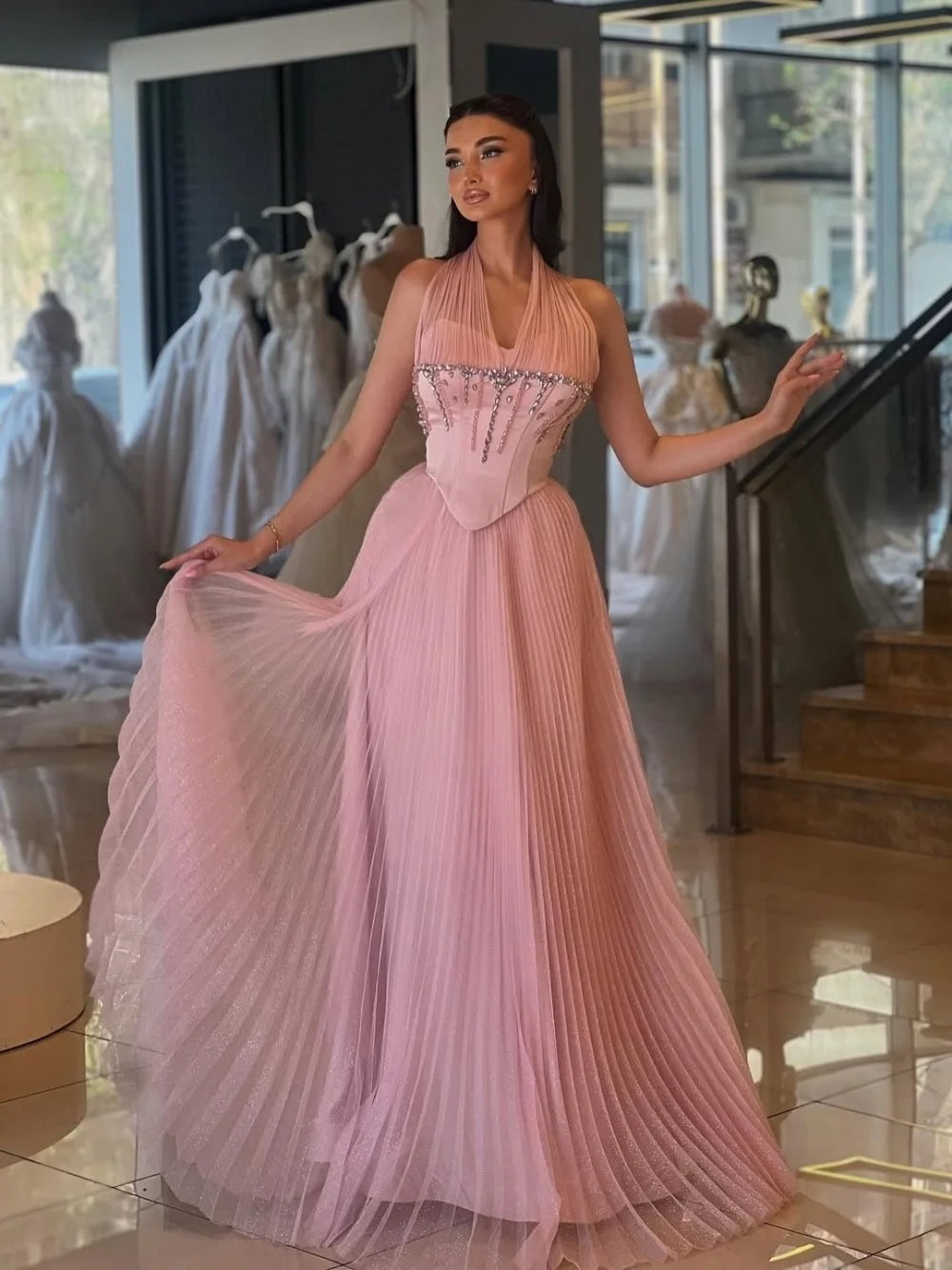 One-Shoulder Beaded Bridesmaid Dress | A-Line Satin Evening Gown | Wedding Guest Dress