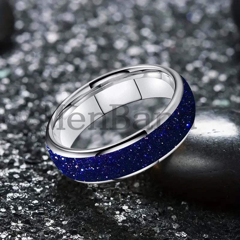 Bague de mariage pour homme 4/6/8mm - Bague en carbure de tungstène avec sable galactique concassé Espace cosmique Bague de mariage unisexe Bague de fiançailles Pour lui
