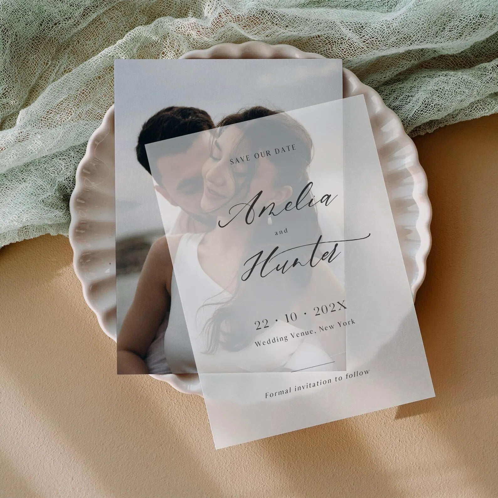 Faire-part de mariage élégant et personnalisé avec papier calque, annonce de mariage, fiançailles, nom personnalisé, fournitures de fête