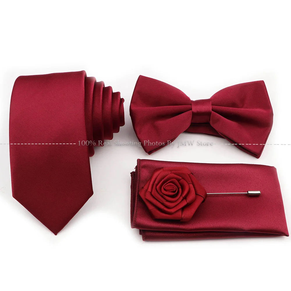Ensemble cravate et nœud papillon violet bleu sauge vert en polyester, boutons de manchette et broche pour costume de marié, cravate de mariage, accessoire de chemise