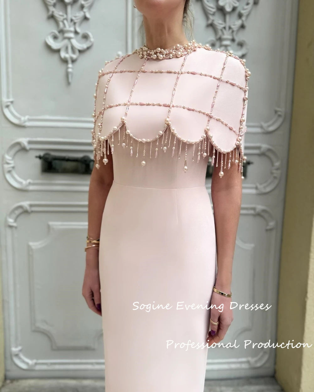 Robes de Soirée Élégantes pour Occasions Formelles pour Femmes Sexy avec Robe de Soirée de Mariage Longueur Cheville Ornée de Perles Luxueuses