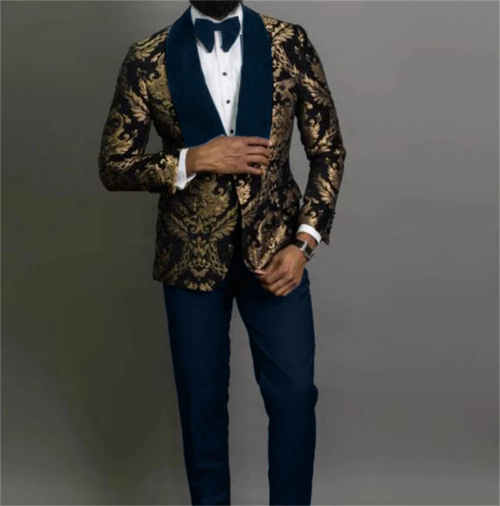 Costume garçon habillé pour soirée, costume pour enfants, costume de mariage pour garçons, blazer floral bleu marine, costumes de bal pour enfants