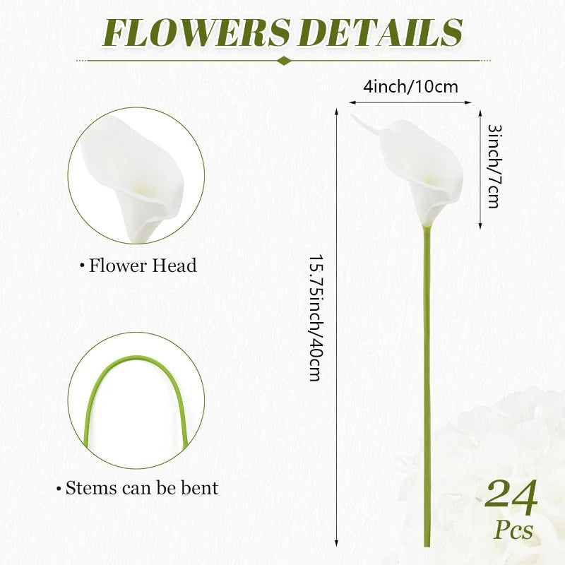 Bouquet de mariée artificiel de callas — 6 tiges, 40 cm