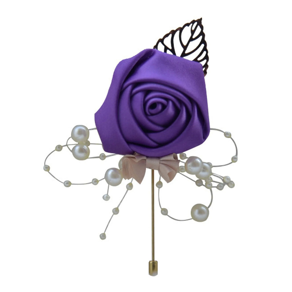 Satin Rose Corsage Brooch | Wedding Boutonniere & Bridal Accessory
