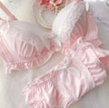 2023 New Arrival 100% Real Photo Lolita Fashion Kawaii Cute college girl Push Up Ruffle Bra Panties Set Underwear Brief Lingerie