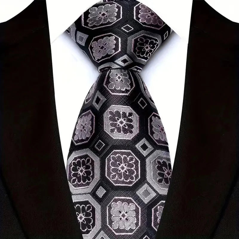 Cravate de luxe 8CM pour homme, motifs floraux et cachemire, tissée jacquard, accessoires pour occasions d'affaires et de mariage.