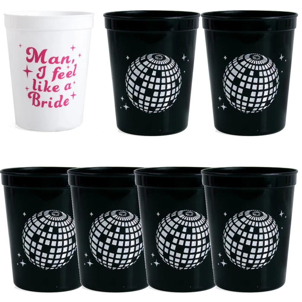 7 gobelets en plastique de fête pour enterrement de vie de jeune fille Disco Cowgirl, fournitures de douche nuptiale d'anniversaire Western Cowgirl, décoration de mariage Let's Go Girls