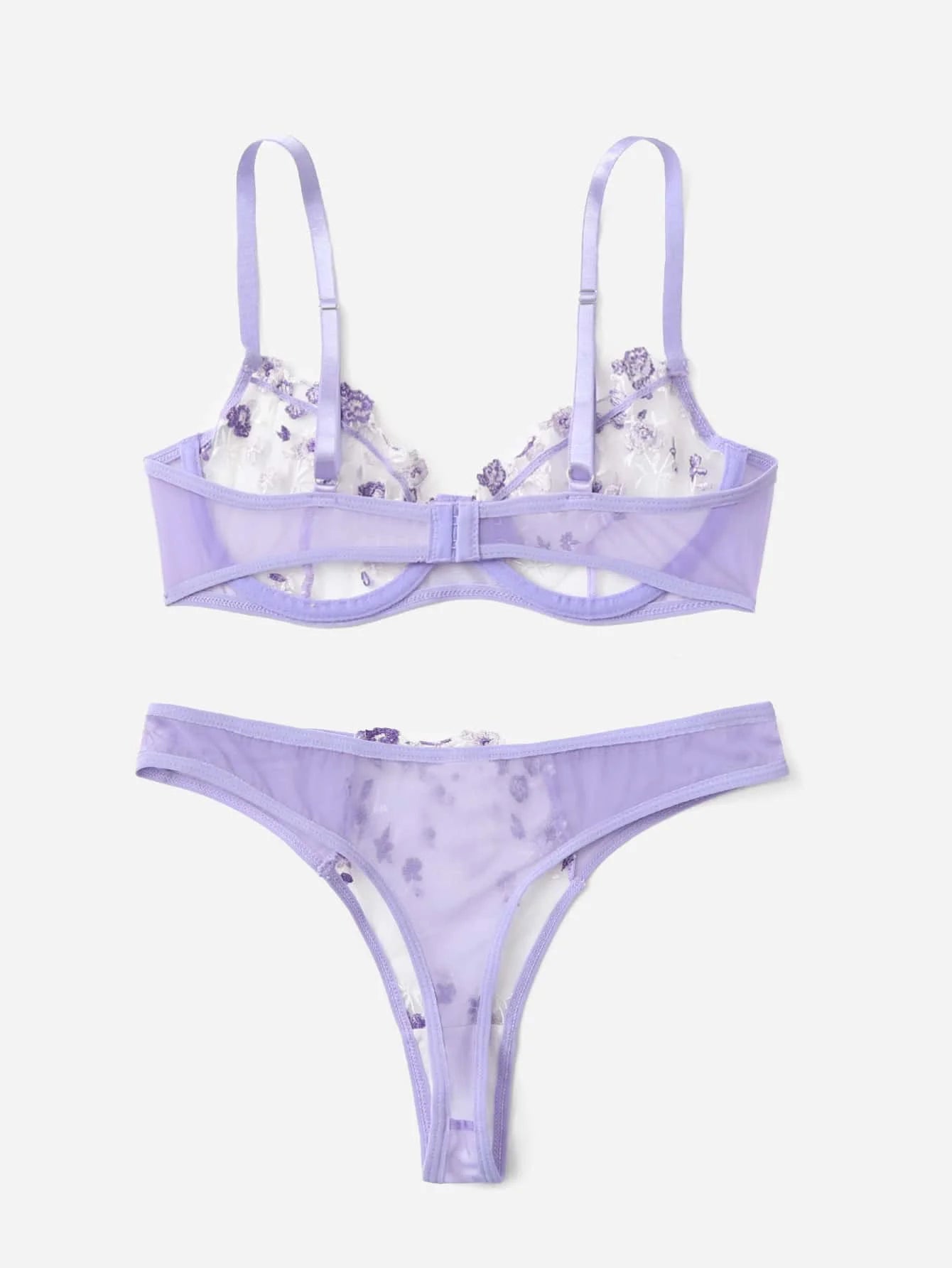 Lingerie Sexy Broderie Florale Sous-Vêtements Dentelle Transparente Court Kits de Soins de la Peau Ensemble Fée Délicate Femme 2 Pièces