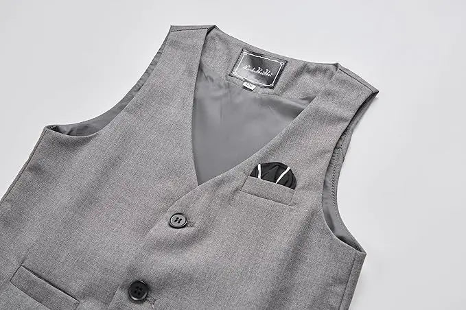 Ensemble gilet et pantalon pour garçons avec cravate, costume habillé formel, tenue de mariage ou communion pour adolescent, costume de performance de piano pour enfants