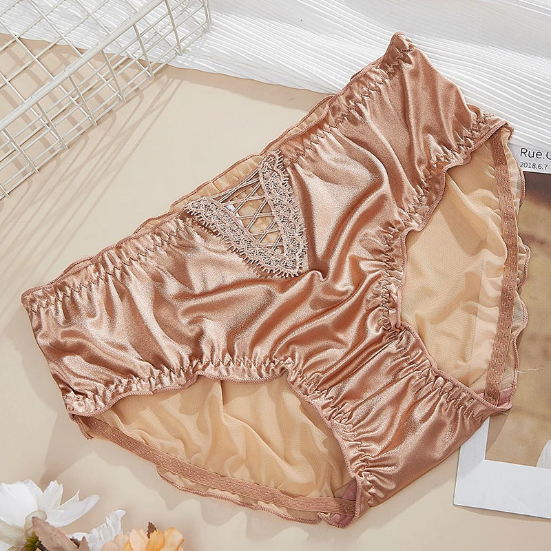 Culotte sexy pour femmes, culotte en dentelle grande taille, lingerie évidée respirante, sous-vêtements en coton à l'entrejambe pour femmes