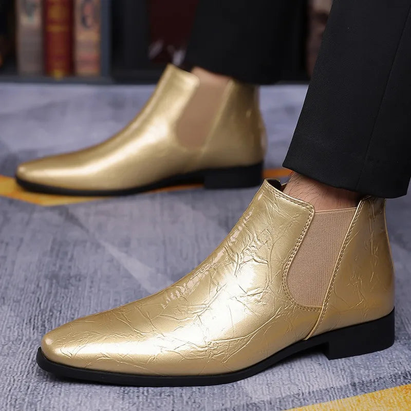 Bottes Chelsea Homme Grandes Tailles 39-48 Bottines Rétro de Haute Qualité Bottes en Cuir Tendance pour Hommes Chaussures Habillées d'Affaires Zapatos