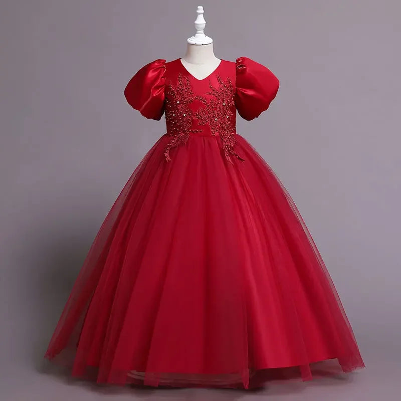 Robes de Demoiselle d'honneur pour Mariages Robes de Soirée Princesse pour Filles Robes d'Enfants à Manches Courtes Robe de Soirée Mariage 3-12 Ans