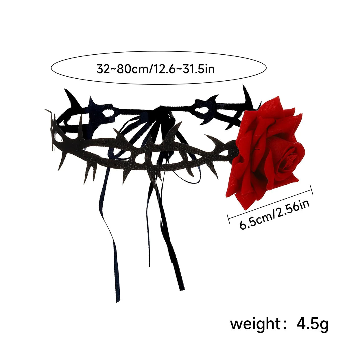 Collier ras-du-cou « rose épanouie en dentelle gothique » — style Lolita
