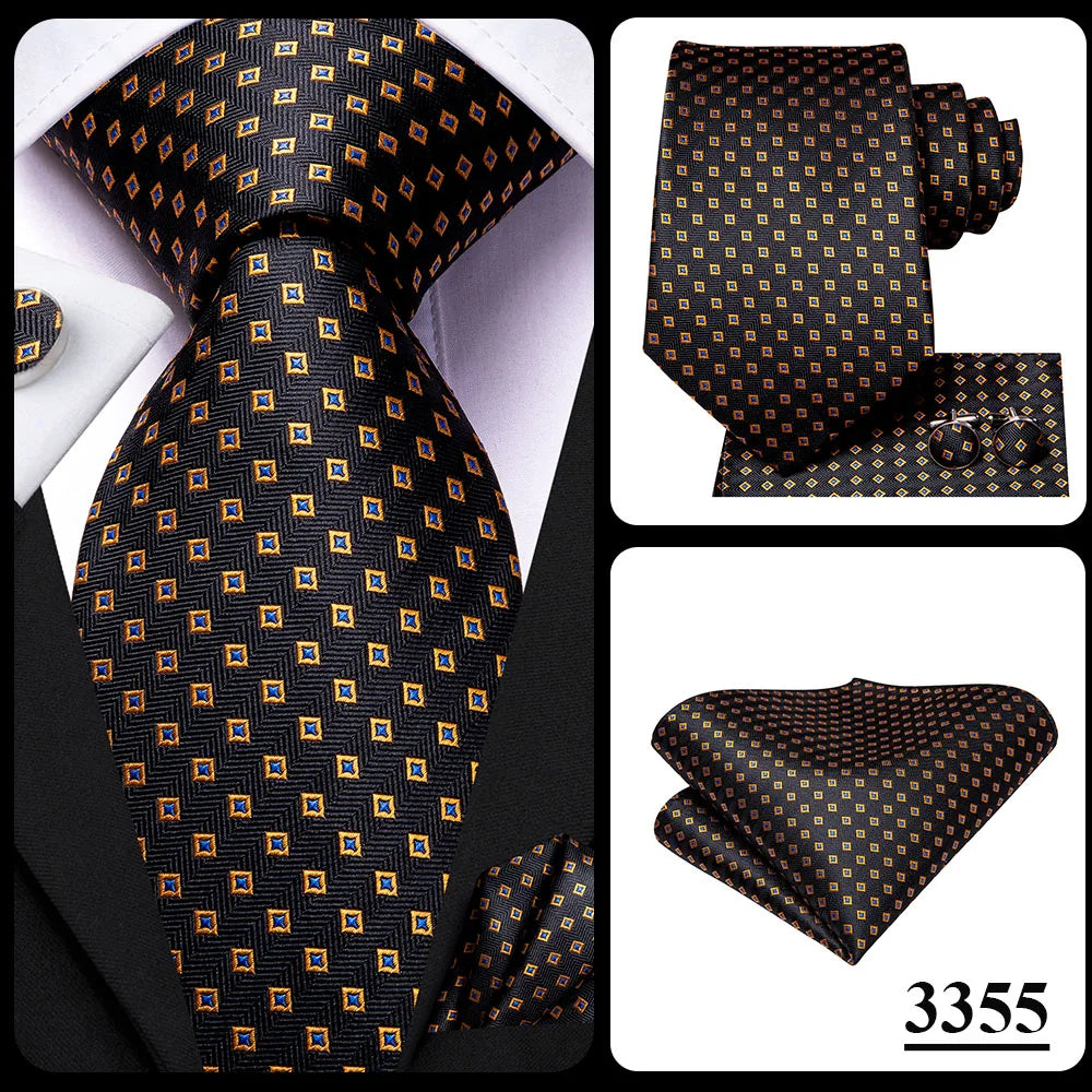Silk Necktie Gift Set | Groom & Groomsmen Wedding Tie with Pocket Square & Cufflinks