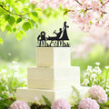 Funny Wedding Party Cake Topper Mariée Marié M. Mme Acrylique Noir Gâteaux de mariage Style Sport Mixte Couples Cake Décoration de mariage