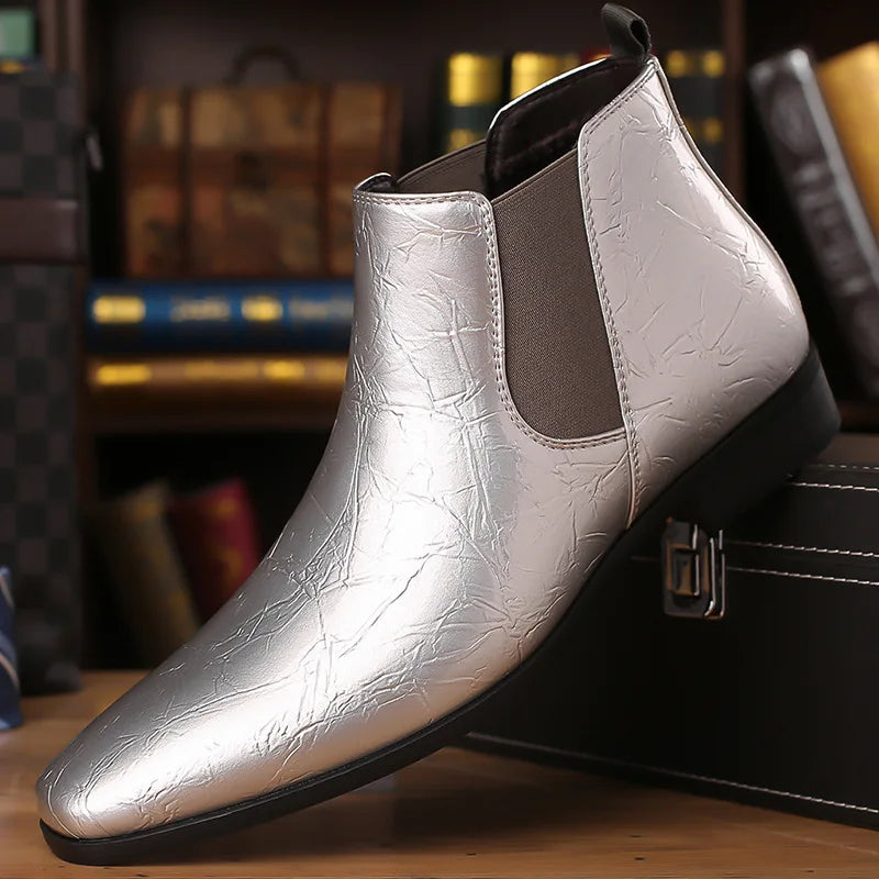 Bottes Chelsea Homme Grandes Tailles 39-48 Bottines Rétro de Haute Qualité Bottes en Cuir Tendance pour Hommes Chaussures Habillées d'Affaires Zapatos