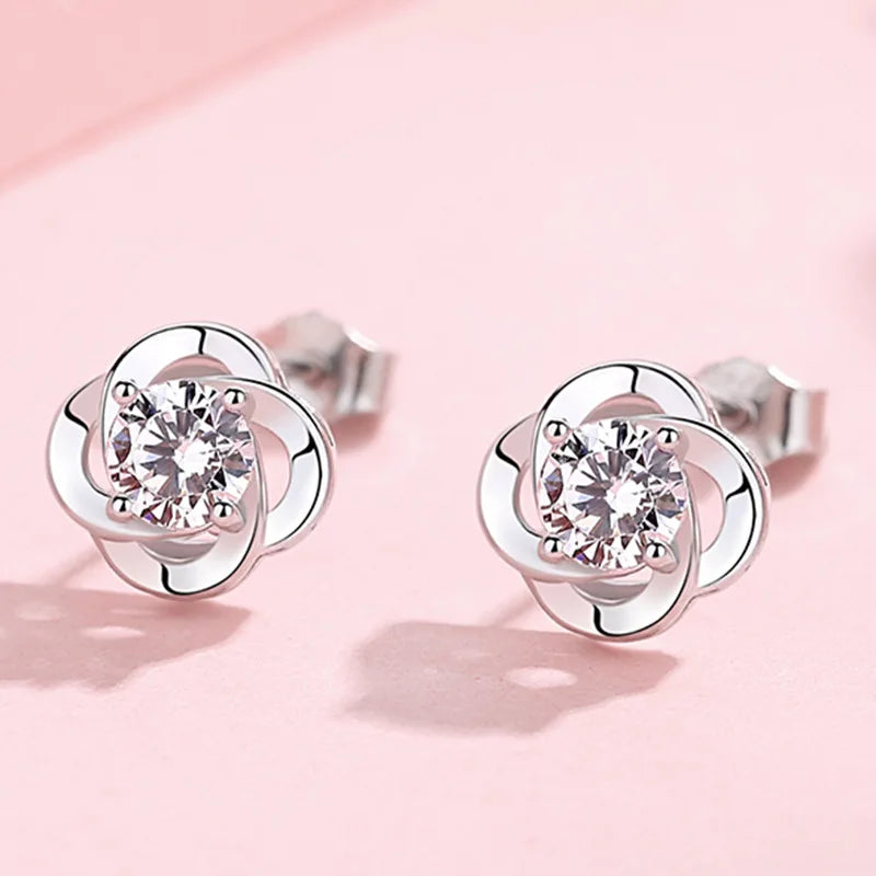 Boucles d'oreilles créoles en Zircon scintillant — Argent sterling 925