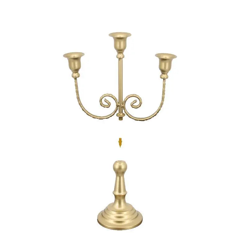 Chandelier en Métal Vintage, Bougeoir à 3 Bras/3 Coupelles avec Base Solide, Décoration de Mariage, Centre de Table Rétro pour Ornement de Table à Domicile