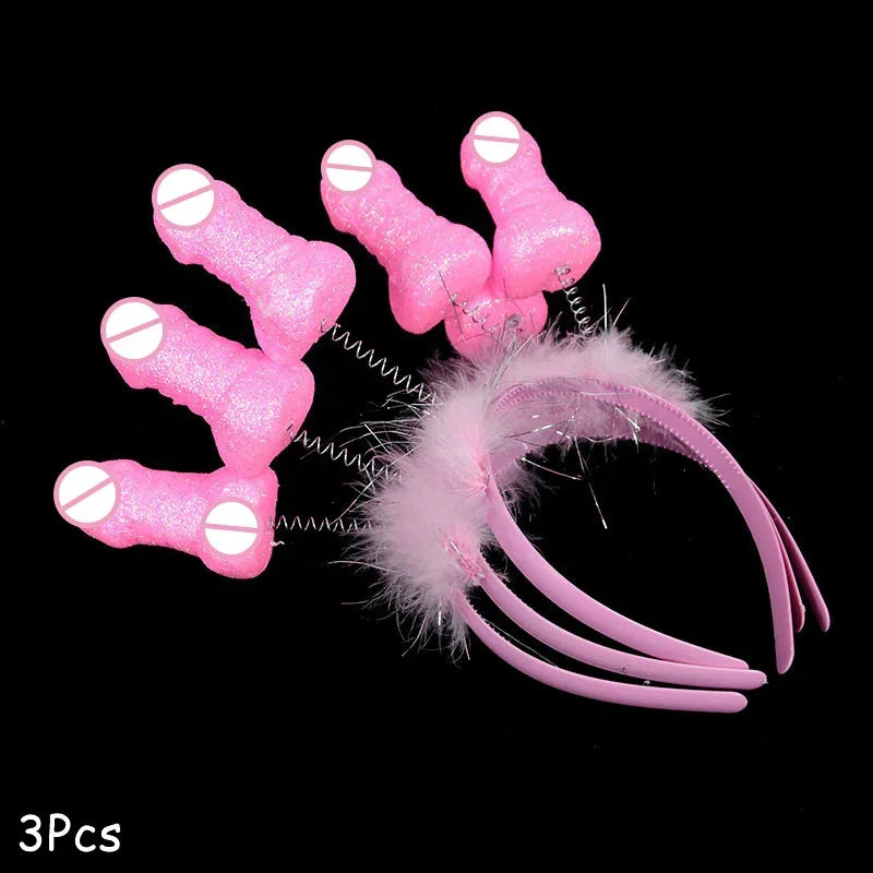 1/2/3 Pièces Drôle Bandeau Pénis Tiara Enterrement Vie Jeune Fille Fournitures Nuit Enterrement Vie Célibataire Serre-tête Filles Future Mariée Décoration Mariage Nouveauté