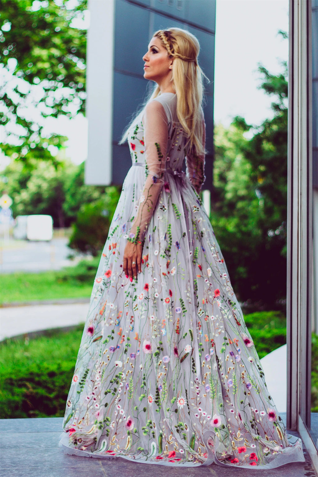 Wedding Ball Gowns Long Dresses for Special Events Line A Prom Dress Women Flowers Gala Dresses Customized Mesh Evening Gown