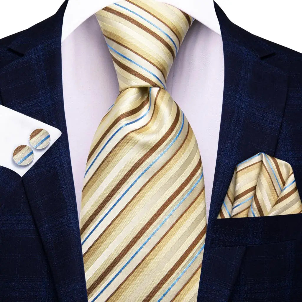 Silk Paisley & Floral Necktie Gift Set | Groom & Groomsmen Wedding Tie with Pocket Square & Cufflinks